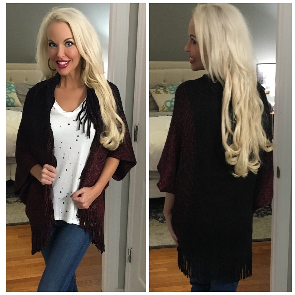 🥰LAST 1! Tone Fringe Cardigan! - Picture 2 of 4